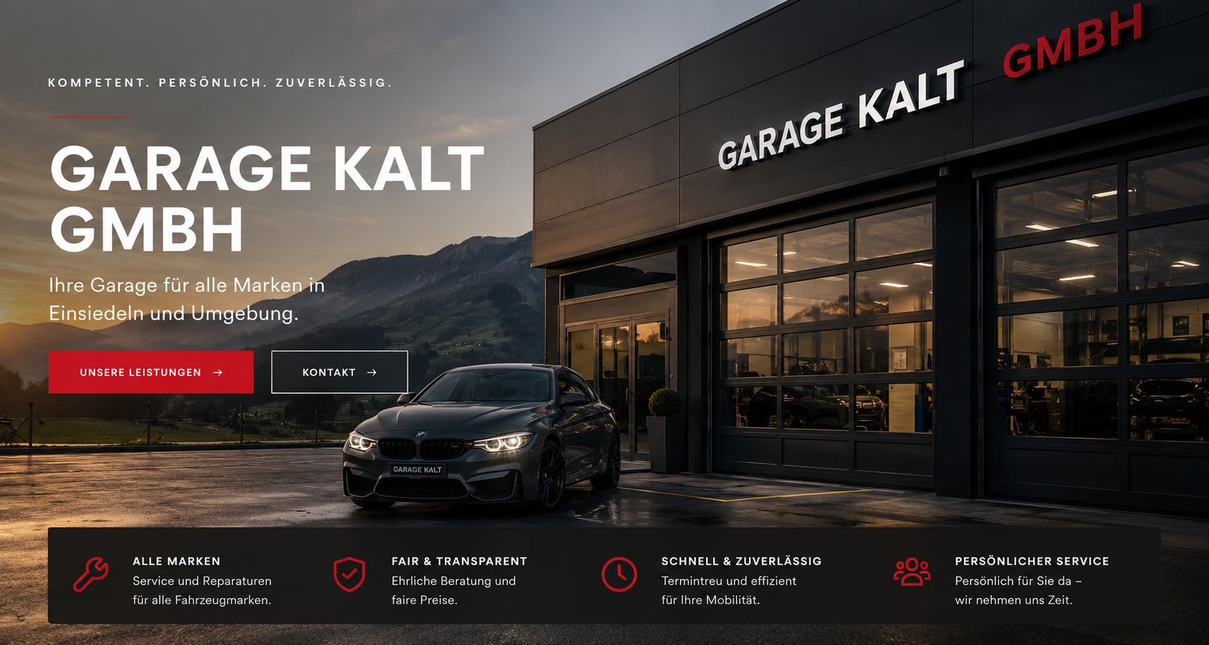 Werkstatt und Fahrzeug bei Garage Kalt